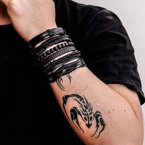 6 Pcs Braided Leather Bracelets